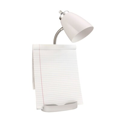 Limelights Incandescent Desk Lamp with Charging Outlet, White (LD1057-WHT)