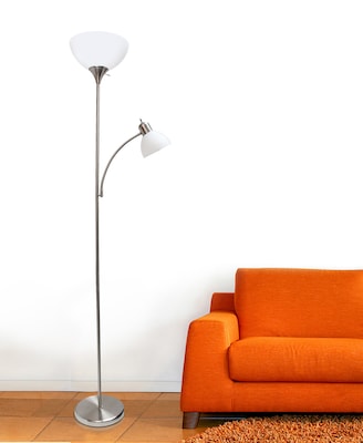 Simple Designs Incandescent Floor Lamp, Brushed Nickel