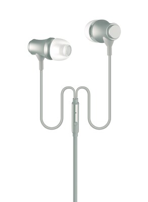 Metal Earbuds with Mic, 3.5mm Corded Stereo Earphones, iPhone iPod Samsung Galaxy HTC S6/7/8 ZTE LG, Silver (OTEB-MTL-SL)