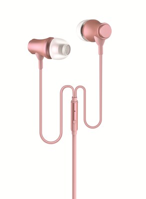 Metal Earbuds with Mic, 3.5mm Corded Stereo Earphones, iPhone iPod Samsung Galaxy HTC S6/7/8 ZTE LG, Rose Gold (OTEB-MTL-RG)