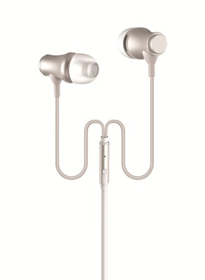 Metal Earbuds with Mic, 3.5mm Corded Stereo Earphones, iPhone iPod Samsung Galaxy HTC S6/7/8 ZTE LG, Gold (OTEB-MTL-GD)