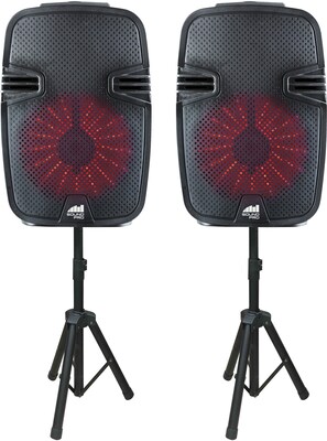 Naxa 8? High-Power Bluetooth True Wireless Sync NDS-8007D 2000W Party Speakers with Disco Light Combo, Black
