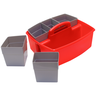 Storex Large Caddy with Sorting Cups, Red, 2 Pack (00981U02C)