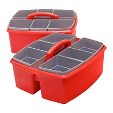 Storex Large Caddy with Sorting Cups, Red, 2 Pack (00981U02C)