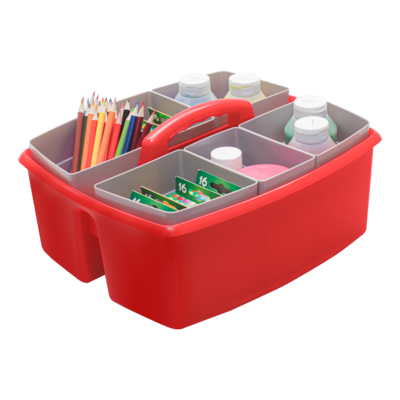 Storex Large Caddy with Sorting Cups, Red, 2 Pack (00981U02C)