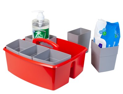 Storex Large Caddy with Sorting Cups, Red, 2 Pack (00981U02C)