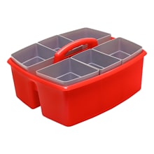 Storex Large Caddy with Sorting Cups, Red, 2 Pack (00981U02C)