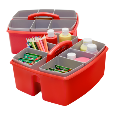 Storex Large Caddy with Sorting Cups, Red, 2 Pack (00981U02C)