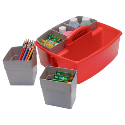 Storex Large Caddy with Sorting Cups, Red, 2 Pack (00981U02C)