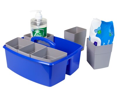 Storex Large Caddy with Sorting Cups, Blue, 2 Pack (00985U02C)