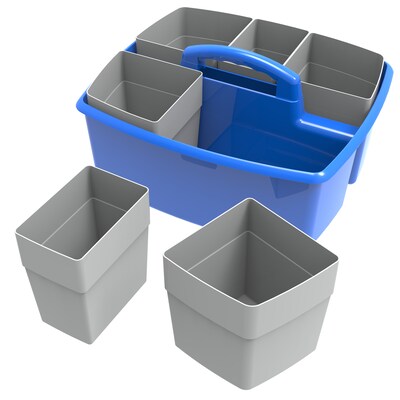 Storex Large Caddy with Sorting Cups, Blue, 2 Pack (00985U02C)