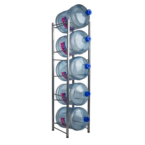Mind Reader 5 Tier Stainless Steel Heavy Duty Water Cooler Jug Rack, Silver (5TJUG-SIL)