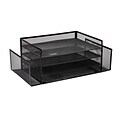 Mind Reader Network Collection 6 Compartment Front Loading Letter Tray with Side Storage, Black Wire