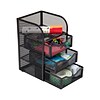 Mind Reader Mini Desk Supplies Office Supplies Organizer, 3 Drawers, 1 Top Shelf, Black (MESHMINI-BL
