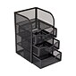 Mind Reader Mini Desk Supplies Office Supplies Organizer, 3 Drawers, 1 Top Shelf, Black (MESHMINI-BLK)