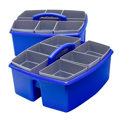 Storex Large Caddy with Sorting Cups, Blue, 2 Pack (00985U02C)