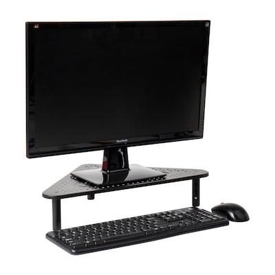 Mind Reader Elevate Collection Adjustable Metal Triangle Monitor Stand, Up to 19 Monitor, Black (TRISTAND-BLK)