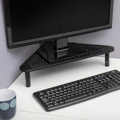 Mind Reader Elevate Collection Adjustable Metal Triangle Monitor Stand, Up to 19" Monitor, Black (TRISTAND-BLK)