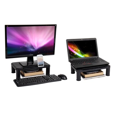 Mind Reader Anchor Collection Small Monitor Stand, Up to 19" Monitor, Black, 2/Pack (2SMPLMON-BLK)