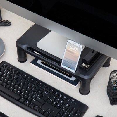 Mind Reader Anchor Collection Small Monitor Stand, Up to 19 Monitor, Black, 2/Pack (2SMPLMON-BLK)