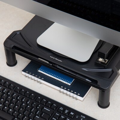 Mind Reader Rotative Extra Wide Adjustable Monitor Risers, Monitor Stand, Desk Organizer, Spinning Monitor, Black (MONSWIV-BLK)