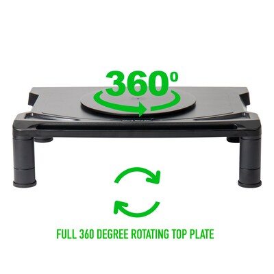 Mind Reader Rotative Extra Wide Adjustable Monitor Risers, Monitor Stand, Desk Organizer, Spinning Monitor, Black (MONSWIV-BLK)