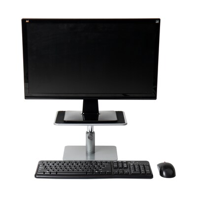 Mind Reader Table Top Monitor Riser, Metal Laptop Stand, Adjustable Riser, Silver with Black Top (MONRISE-BLK)