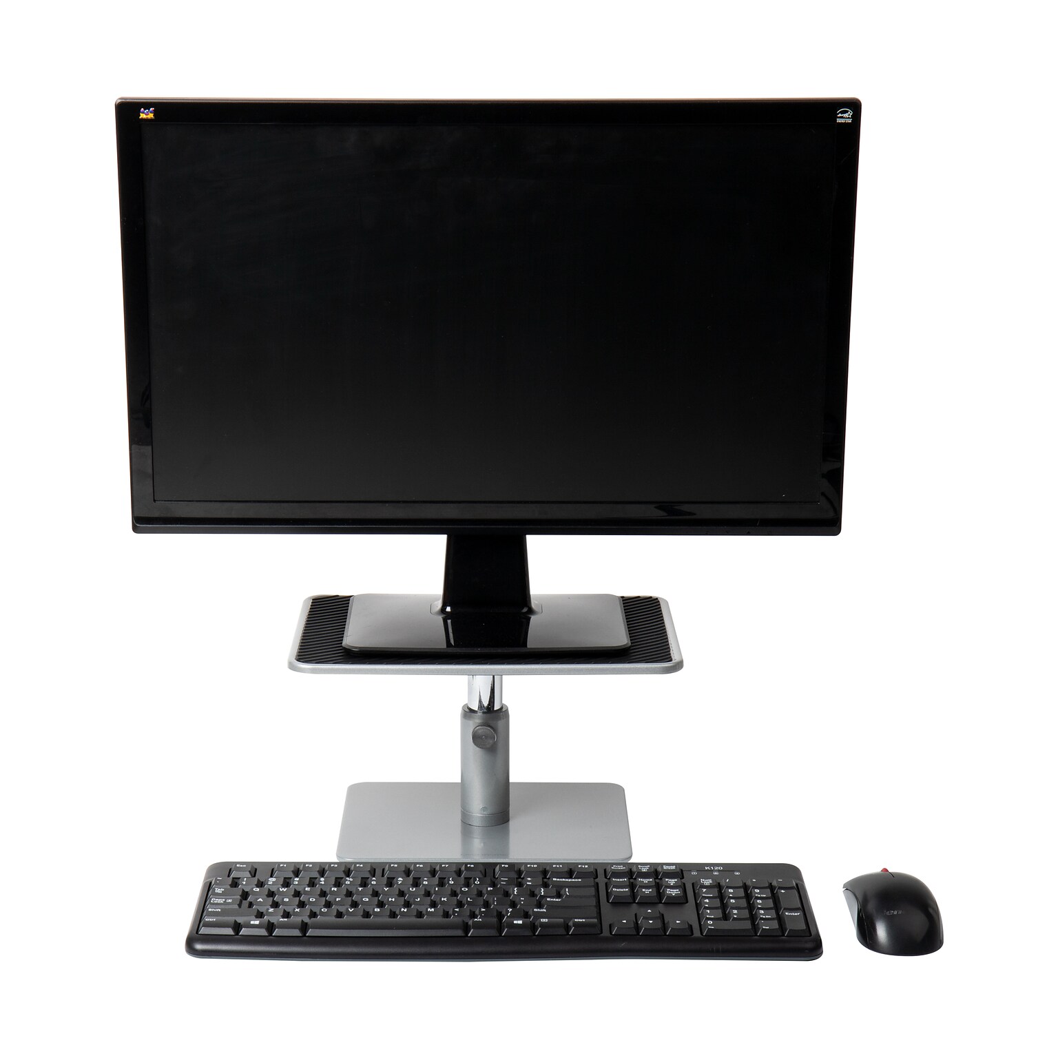 Mind Reader Table Top Monitor Riser, Metal Laptop Stand, Adjustable Riser, Silver with Black Top (MONRISE-BLK)