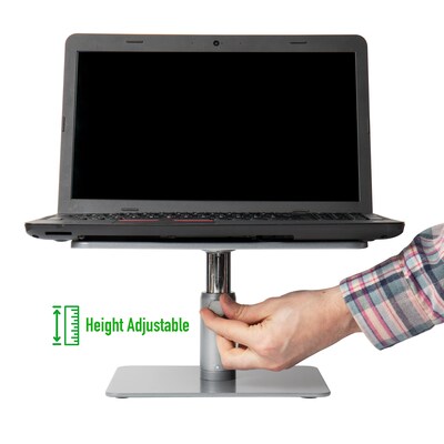 Mind Reader Table Top Monitor Riser, Metal Laptop Stand, Adjustable Riser, Silver with Black Top (MONRISE-BLK)