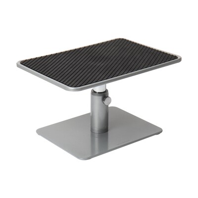 Mind Reader Table Top Monitor Riser, Metal Laptop Stand, Adjustable Riser, Silver with Black Top (MONRISE-BLK)