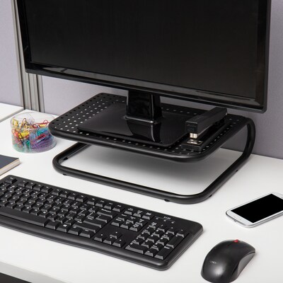 Mind Reader Metal Monitor Stand Riser, Cord Management for iMac/Printer/Laptop/PC, Holds 40 lbs., 2