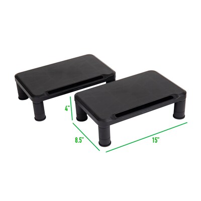 Mind Reader Anchor Collection Small Monitor Stand, Up to 19" Monitor, Black, 2/Pack (2SMPLMON-BLK)