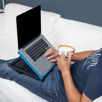 Mind Reader Anchor Collection 14.75" x 11" Plastic Adjustable 8 Position with Cushions Lap Desk, Blue (LTADJUST-BLU)