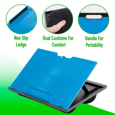 Mind Reader Anchor Collection 14.75" x 11" Plastic Adjustable 8 Position with Cushions Lap Desk, Blue (LTADJUST-BLU)