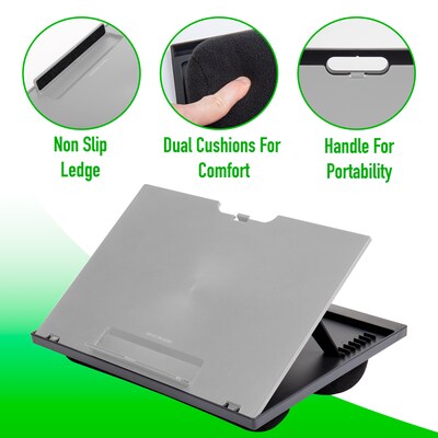 Mind Reader Anchor Collection 14.75" x 11" Plastic Adjustable 8 Position with Cushions Lap Desk, Gray (LTADJUST-GRY)