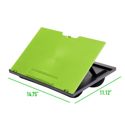Mind Reader Anchor Collection 14.75" x 11" Plastic Adjustable 8 Position with Cushions Lap Desk, Green (LTADJUST-GRN)