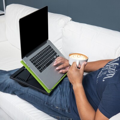 Mind Reader Anchor Collection 14.75" x 11" Plastic Adjustable 8 Position with Cushions Lap Desk, Green (LTADJUST-GRN)