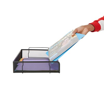 Mind Reader Stackable Side Loading Letter Tray, Black Metal, 4/Pack (DSTACK4-BLK)