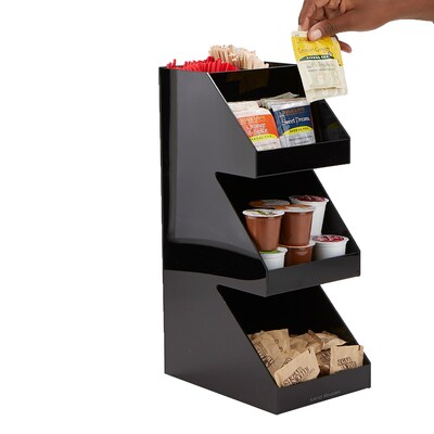 Mind Reader Fancy Black Acrylic 3 Tier Condiment Organizer, Black (3TCORG-BLK)