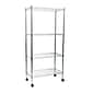 Mind Reader Metal 4-Tier Storage Shelves Garage Shelving Organization with Wheels, Silver (MET4TWHEEL-SIL)