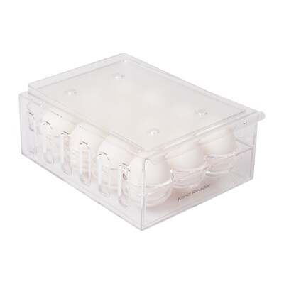 Mind Reader Stackable One Dozen Egg Container Storage Drawer Clear (STEGG12-CLR)