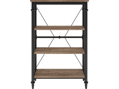 Thomasville Breslyn 3-Shelf 48H Metal Bookcase, Crosscut Hickory/Black Nickel (SPLS-BRBK-TV)