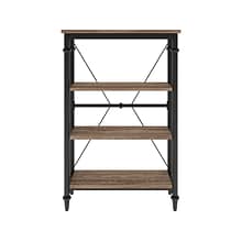 Thomasville Breslyn 3-Shelf 48H Metal Bookcase, Crosscut Hickory/Black Nickel (SPLS-BRBK-TV)