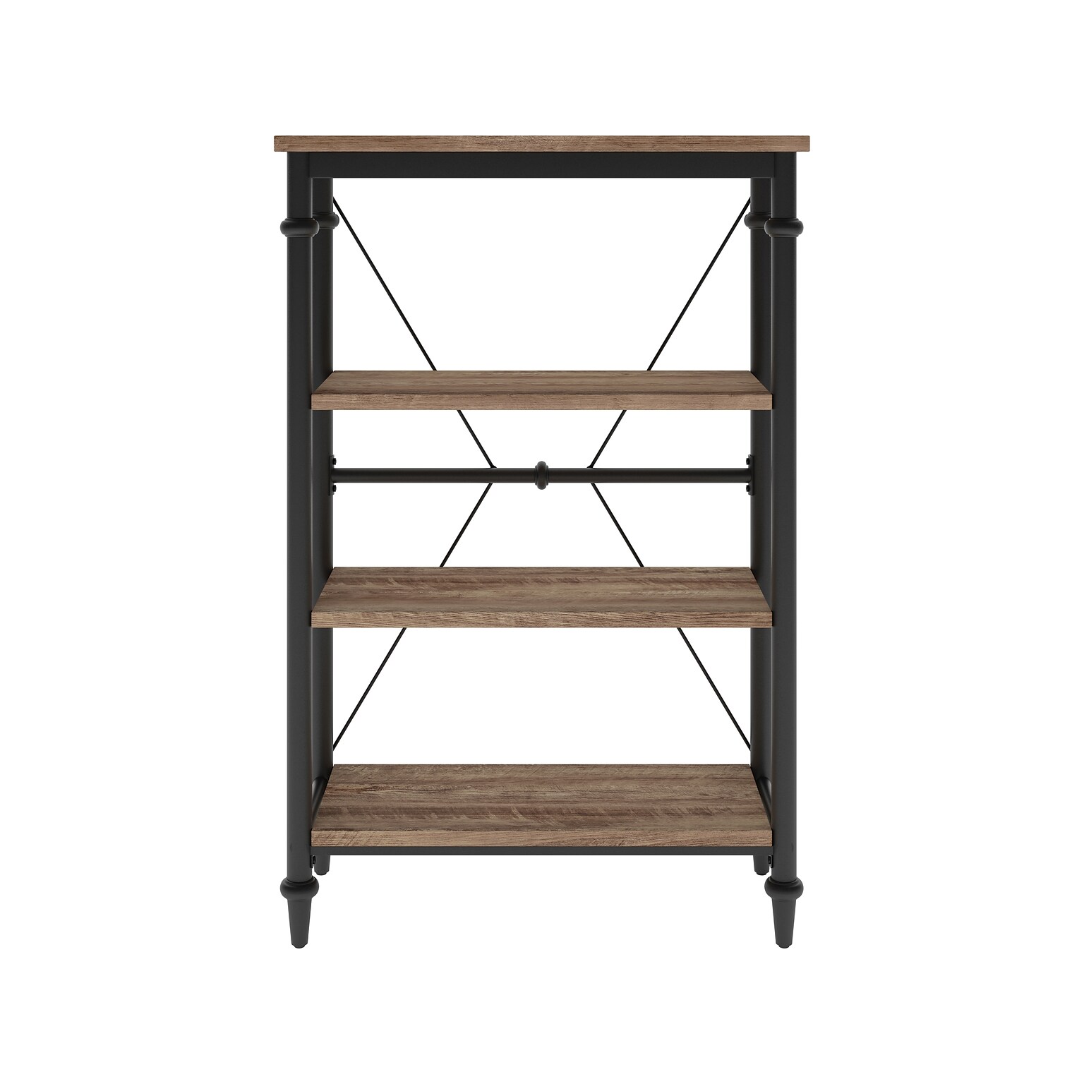 Thomasville Breslyn 3-Shelf 48H Metal Bookcase, Crosscut Hickory/Black Nickel (SPLS-BRBK-TV)