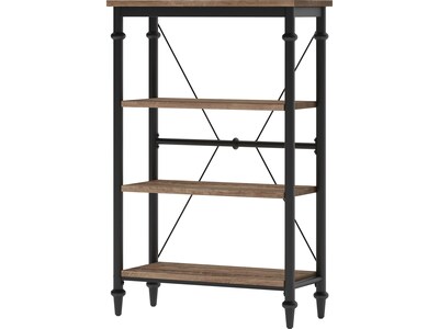 Thomasville Breslyn 3-Shelf 48H Metal Bookcase, Crosscut Hickory/Black Nickel (SPLS-BRBK-TV)