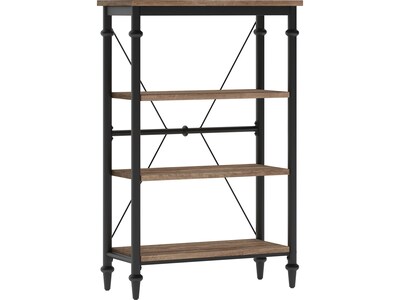 Thomasville Breslyn 3-Shelf 48"H Metal Bookcase, Crosscut Hickory/Black Nickel (SPLS-BRBK-TV)