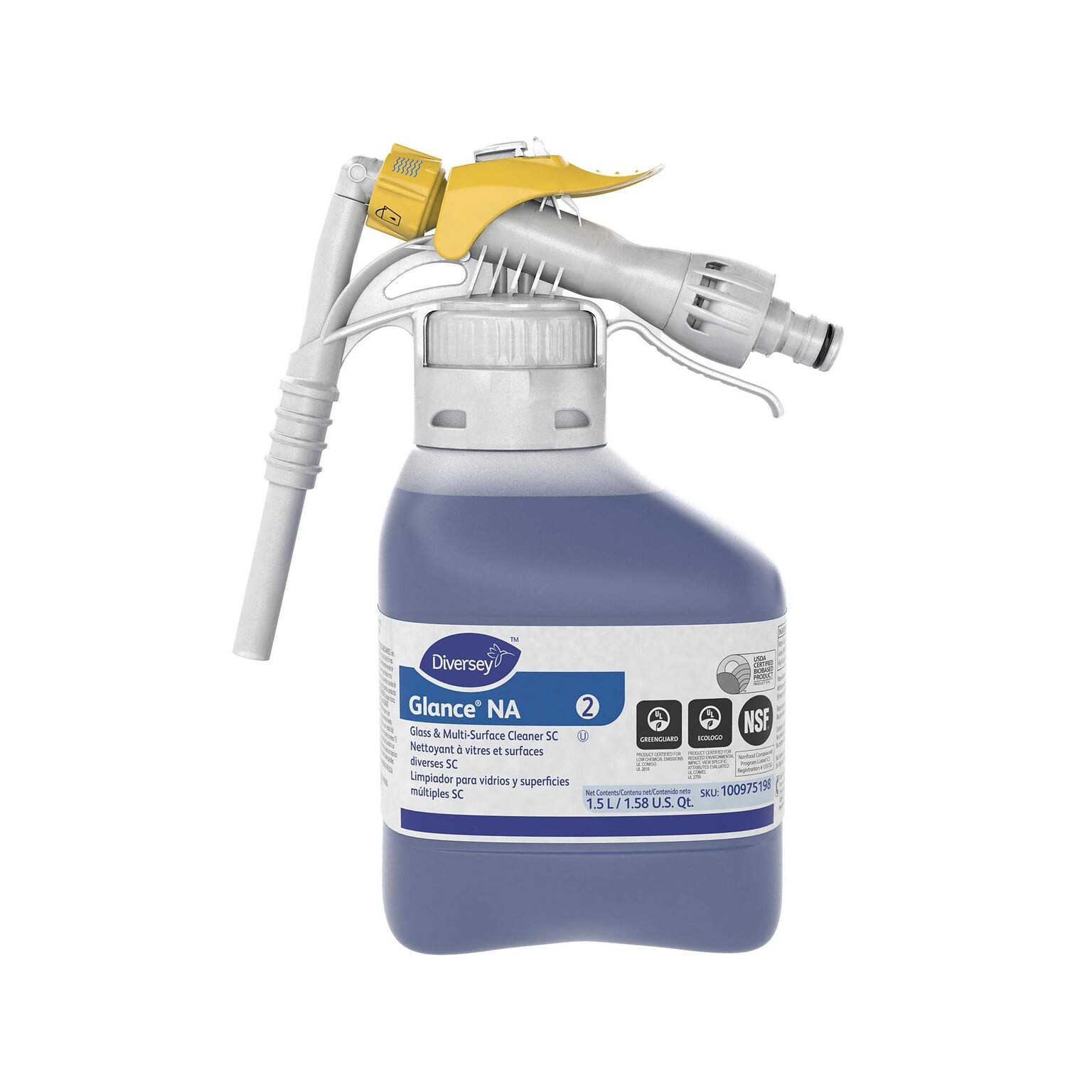 Diversey Glance NA Glass & Multi-Surface Cleaner, 1.5 L (100975198)