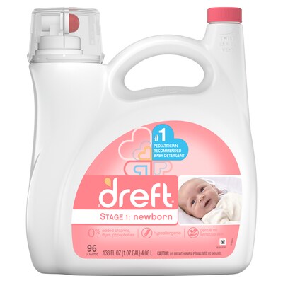 Dreft Stage 1: Newborn Liquid Laundry Detergent, 96 Loads, 138 fl. oz. (80377)