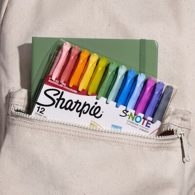 Sharpie S-Note Creative Permanent Marker, Chisel Tip, Assorted Colors, 12/Pack (2117329/2158060)