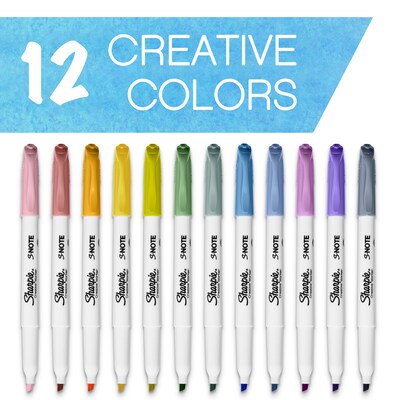 Sharpie S-Note Creative Permanent Marker, Chisel Tip, Assorted Colors, 12/Pack (2117329/2158060)